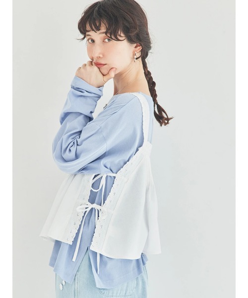 優心花★新品★ｓｍ２★オフ＊着回し力抜群＊レース襟＊ピンタックカットソー Samansa Mos2（サマンサモスモス） ブラウス シャツ ピンタックレース
