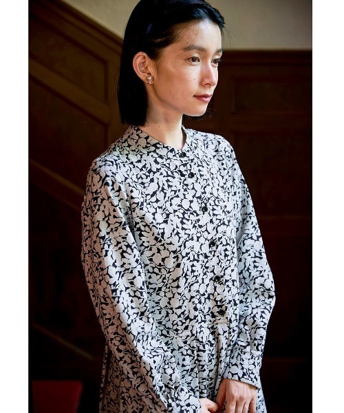 「Sunny clouds」 長袖ワンピース LL ホワイト×ブラック レディース_画像7
