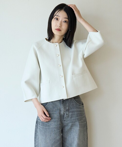 「UNFILO」 ニットカーディガン LARGE ネイビー レディース_画像4