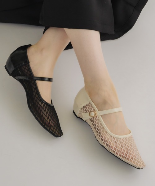 ★美品★ メッシュ ストラップ パンプス ブラック NEUNA（ヌナ） パンプス 歩きやすい 「インソール仕様で履き心地抜群
