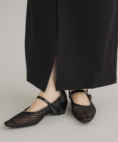 ★美品★ メッシュ ストラップ パンプス ブラック NEUNA（ヌナ） パンプス 歩きやすい 「インソール仕様で履き心地抜群