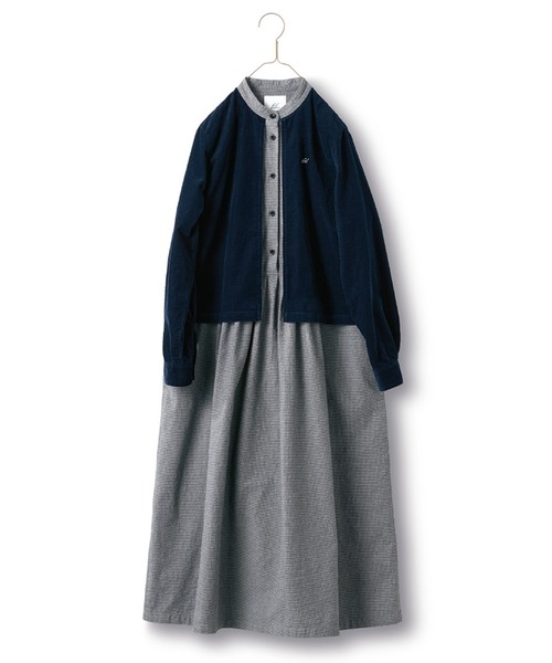 「Sunny clouds」 長袖ワンピース - ネイビー レディース_画像5