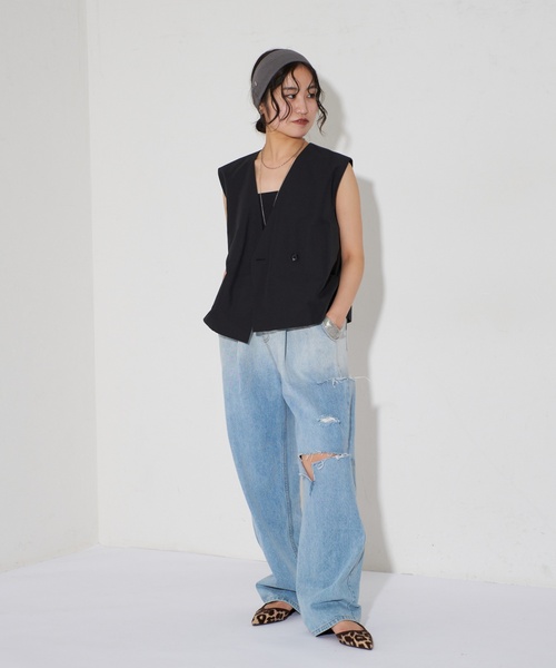 「GRISE」 フラットサンダル 23.5cm ブラック×ブラック レディース_画像9