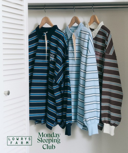 「LOWRYS FARM」 長袖ポロシャツ LARGE ブルー レディース_画像4