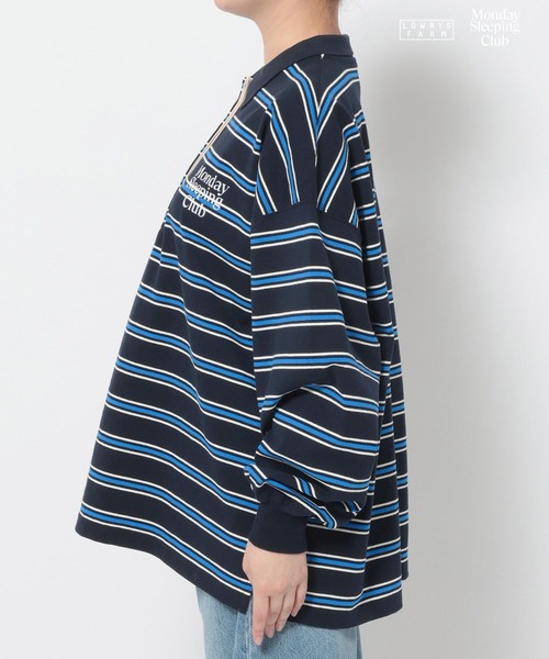 「LOWRYS FARM」 長袖ポロシャツ LARGE ブルー レディース_画像7