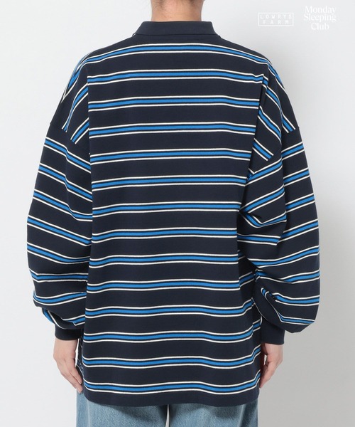「LOWRYS FARM」 長袖ポロシャツ LARGE ブルー レディース_画像8