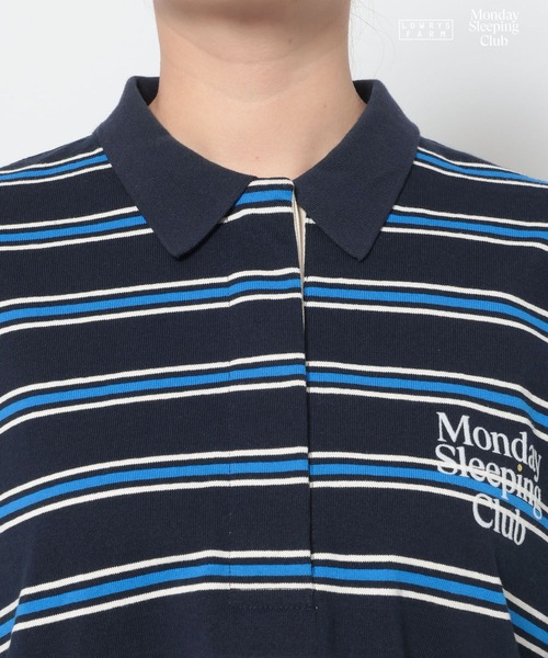 「LOWRYS FARM」 長袖ポロシャツ LARGE ブルー レディース_画像9