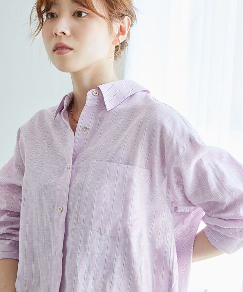 「le.coeur blanc」 長袖シャツ 38 ダークブラウン レディース_画像3