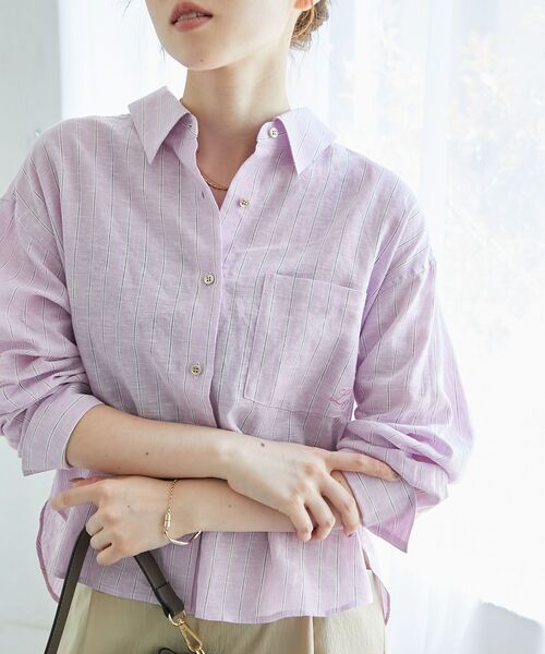 「le.coeur blanc」 長袖シャツ 38 ダークブラウン レディース_画像4