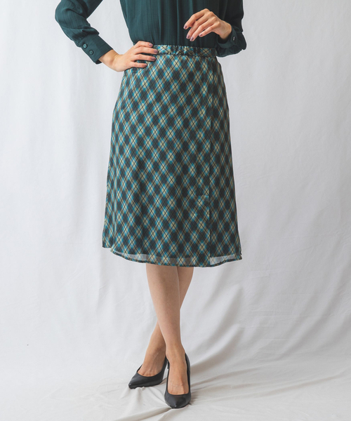NARACAMICIE（ナラカミーチェ） スカート アーガイルシフォンミディ丈