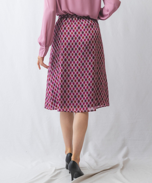 ナラカミーチェ/アーガイルシフォンミディ丈スカート NARACAMICIE（ナラカミーチェ） スカート アーガイルシフォンミディ丈