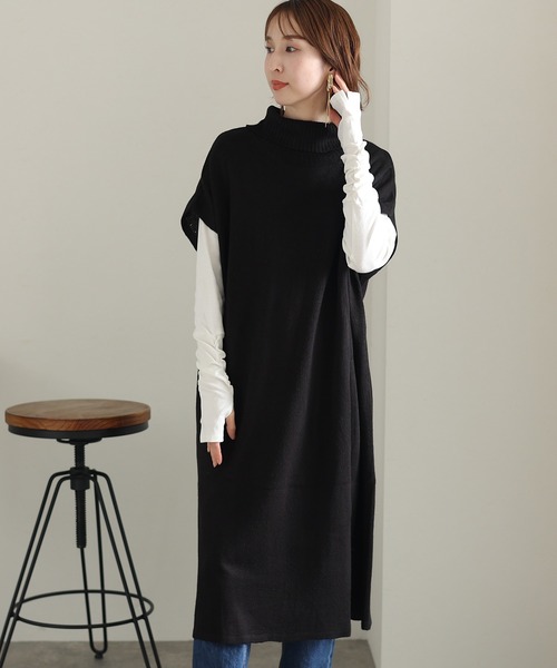 ElegChic ベスト ジレ ハイネックロングベスト レディース : ZOZOTOWN