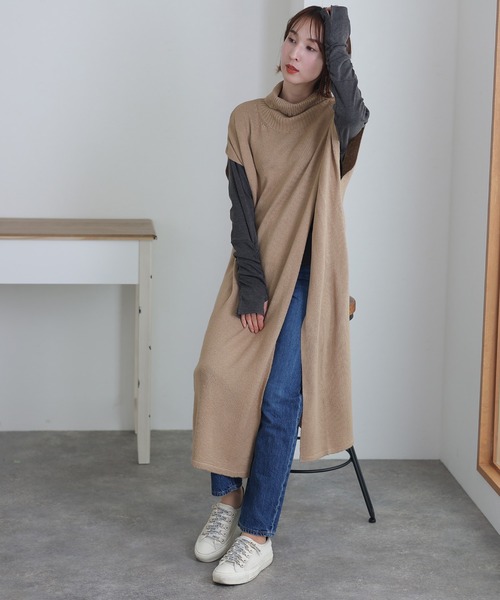 2024OW完売☆ハイネックロングベスト ElegChic ベスト ジレ ハイネックロングベスト レディース : ZOZOTOWN