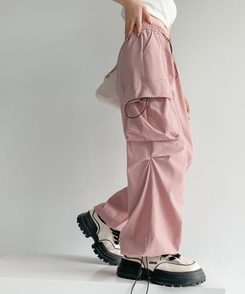 UNDERCOVER ピンク ワイドパンツ Riff カーゴパンツ ドロスト付き レディース : ZOZOTOWN Yahoo