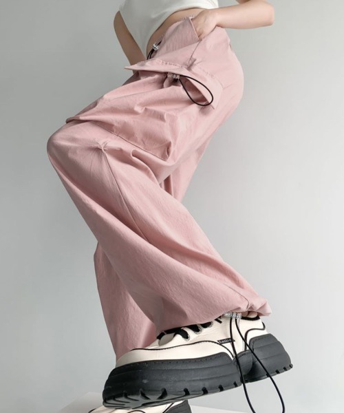 UNDERCOVER ピンク ワイドパンツ Riff カーゴパンツ ドロスト付き レディース : ZOZOTOWN Yahoo