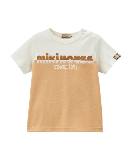 MIKI HOUSE tシャツ 切り替えロゴ半袖Tシャツ キッズ 子供服