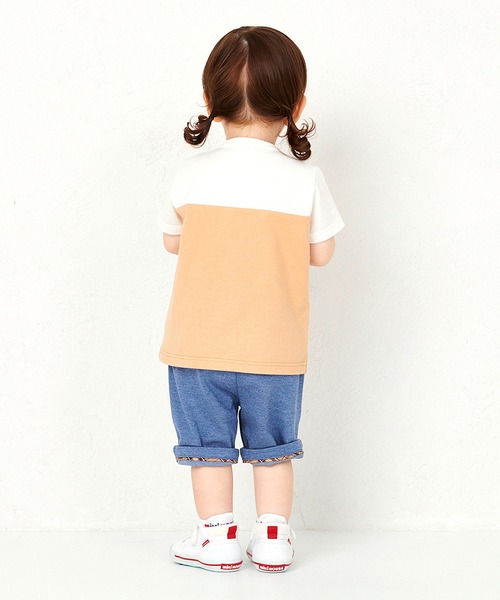 MIKI HOUSE tシャツ 切り替えロゴ半袖Tシャツ キッズ 子供服