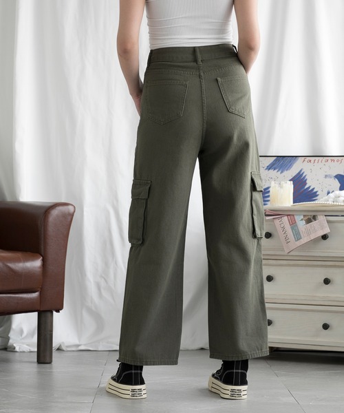 aimoha（アイモハ） カーゴパンツ カーゴ風裏起毛カラーデニムパンツ