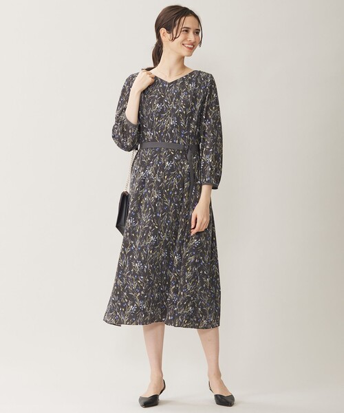 自由区（ジユウク） ワンピース 「洗える」ウォーターカラーフラワー