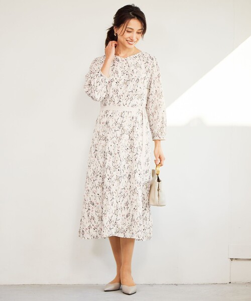 自由区（ジユウク） ワンピース 「洗える」ウォーターカラーフラワー