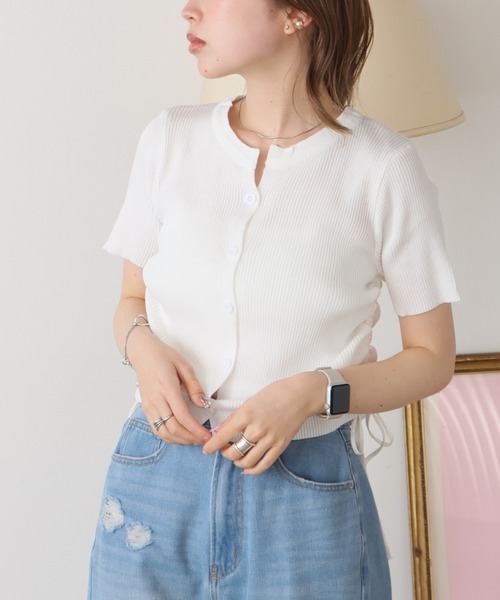 AO2 tシャツ Side Drawstring Ribbon Tops / サイドドロスト