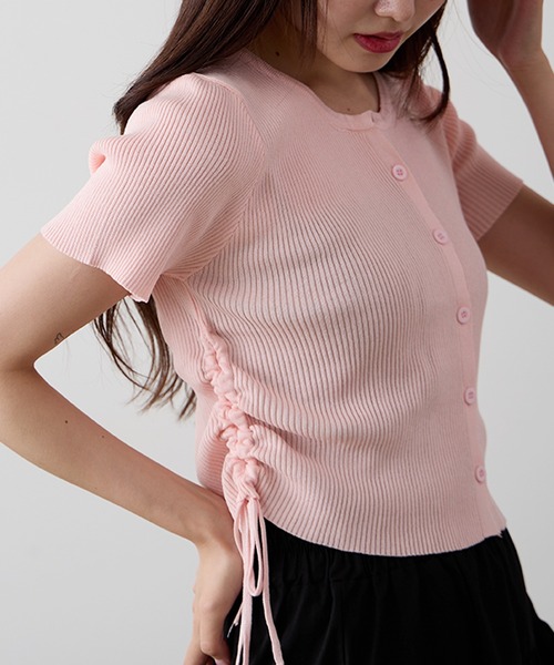 AO2 tシャツ Side Drawstring Ribbon Tops / サイドドロスト