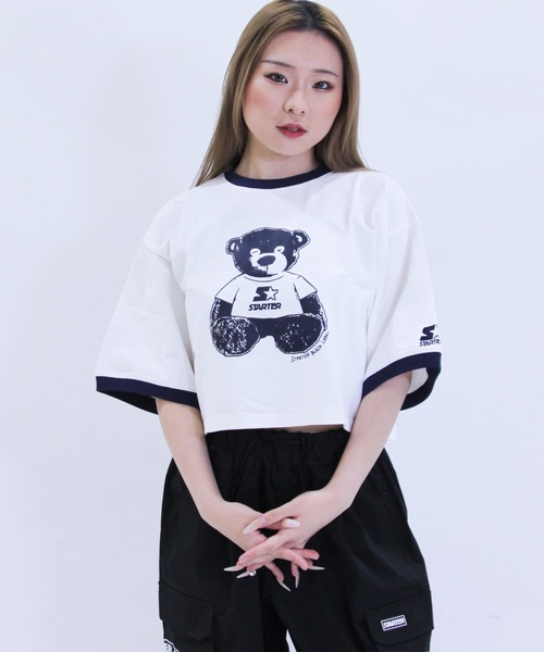 STARTER（スターター） tシャツ 半袖 ショート丈 リンガープリントT