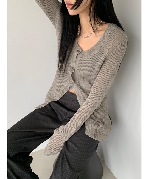 カーディガン 「DIDOT.」Uネックスリムメッシュカーディガン レディース Didot.showroom カーディガン 「DIDOT.」Uネックスリムメッシュ