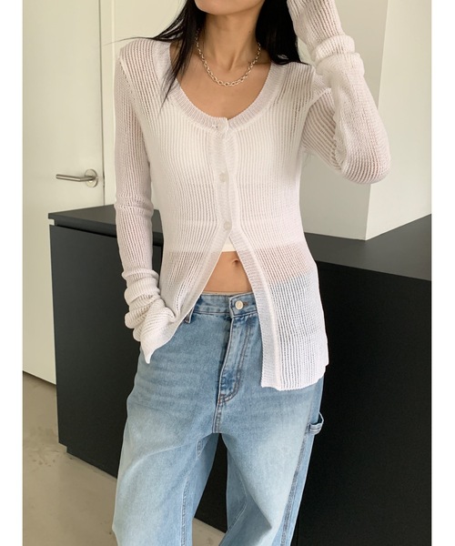 Didot.showroom カーディガン 「DIDOT.」Uネックスリムメッシュ