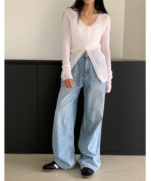 カーディガン 「DIDOT.」Uネックスリムメッシュカーディガン レディース Didot.showroom カーディガン 「DIDOT.」Uネックスリムメッシュ