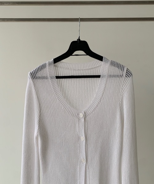 カーディガン 「DIDOT.」Uネックスリムメッシュカーディガン レディース U.S. POLO ASSN.】クルーネックメッシュカーディガン