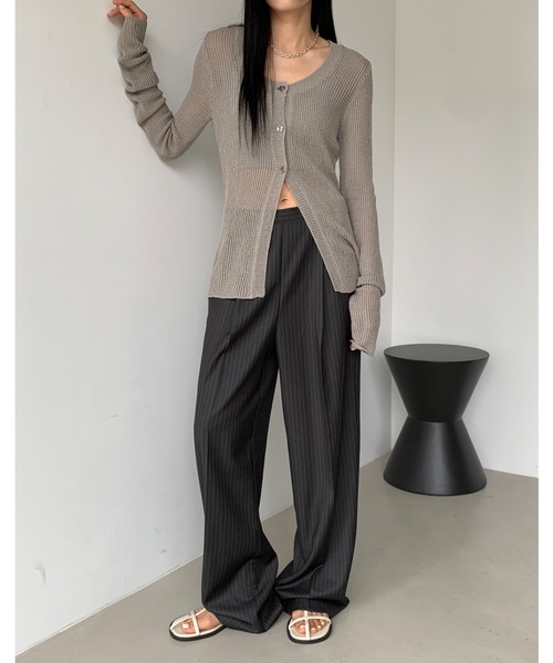 カーディガン 「DIDOT.」Uネックスリムメッシュカーディガン レディース DIDOT.】Uネックスリムメッシュカーディガン（カーディガン