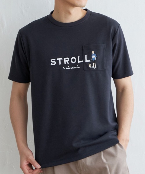 H 刺繍ポケット Tシャツ ブラック サイズ38 ikka（イッカ） tシャツ ポンチ刺繍ポケットTシャツ メンズ : ZOZOTOWN