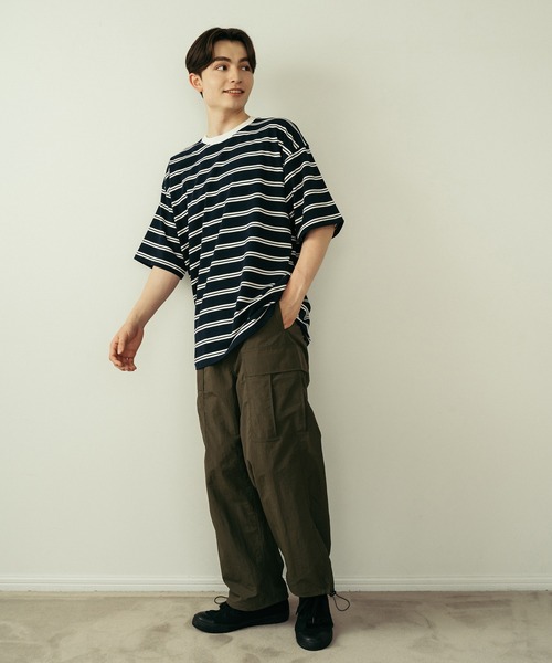 Be.Nection tシャツ OVER SIZE MULTI BORDER T-SH / ビッグシルエット
