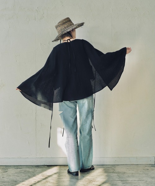 CALLA カラ　コットンメッシュマントジャケット　カーディガン　ボレロ ORIENT MILLINERY ポンチョ CALLA「カラ」コットンメッシュ