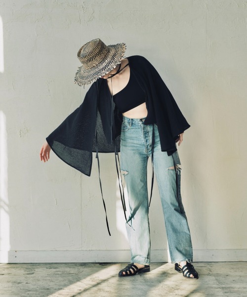 CALLA カラ　コットンメッシュマントジャケット　カーディガン　ボレロ ORIENT MILLINERY ポンチョ CALLA「カラ」コットンメッシュ