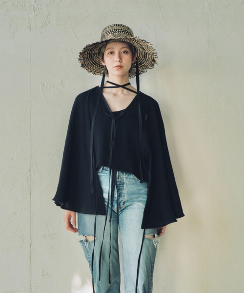 CALLA カラ　コットンメッシュマントジャケット　カーディガン　ボレロ ORIENT MILLINERY ポンチョ CALLA「カラ」コットンメッシュ