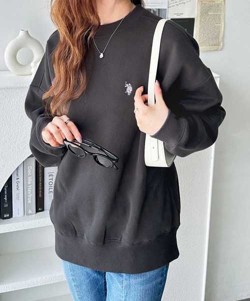 トレーナー スウェット 「U.S. POLO ASSN.」「別注」ワンポイント刺繍ピーチ裏起毛スウェット レディース メンズ U.S. POLO ASSN. トレーナー スウェット 「新色追加」GeeRA別注
