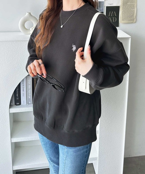 トレーナー スウェット 「U.S. POLO ASSN.」「別注」ワンポイント刺繍ピーチ裏起毛スウェット レディース メンズ U.S. POLO ASSN. トレーナー スウェット 「新色追加」GeeRA別注