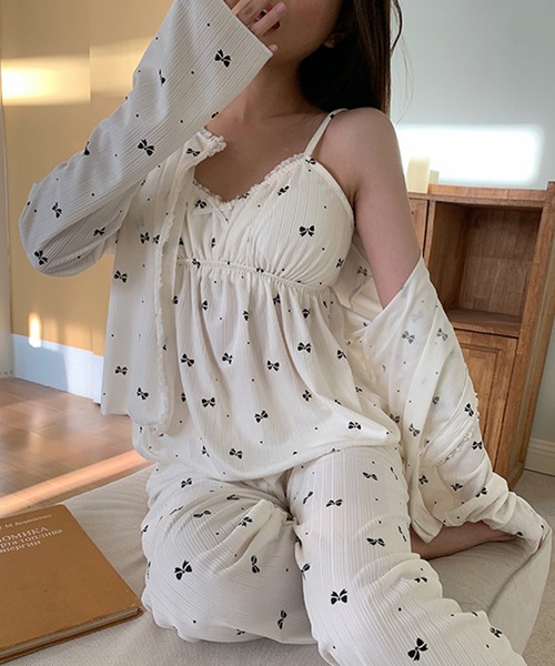 パジャマ ルームウェア 3点セット キャミソール カーディガン ボトム