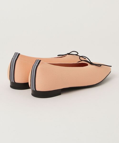 パンプス SQUARE FLATS BOW PEACH NODOKNITS Orange