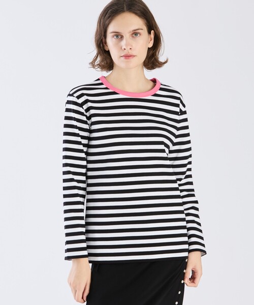 agnes b.（アニエスベー） tシャツ 細ボーダー コットン 長袖 Tシャツ