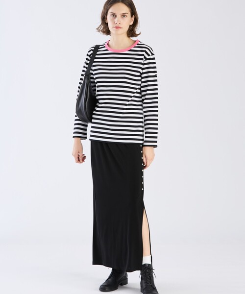 agnes b.（アニエスベー） tシャツ 細ボーダー コットン 長袖 Tシャツ