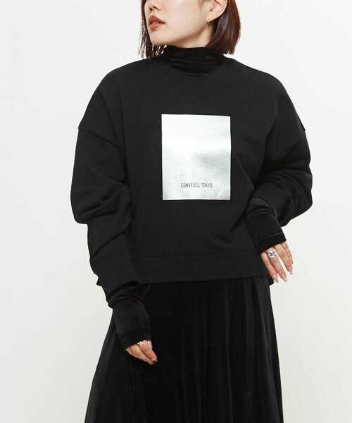 新品　charbon FOIL PRINT SHORT SEWATSHIRTS CONVERSE TOKYO トレーナー スウェット FOIL PRINT SHORT SWEAT