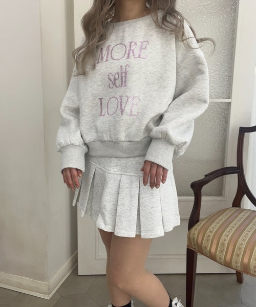 トレーナー スウェット MORE self LOVE logo rhinestone sweat レディース MORE self LOVE トレーナー スウェット logo rhinestone sweat