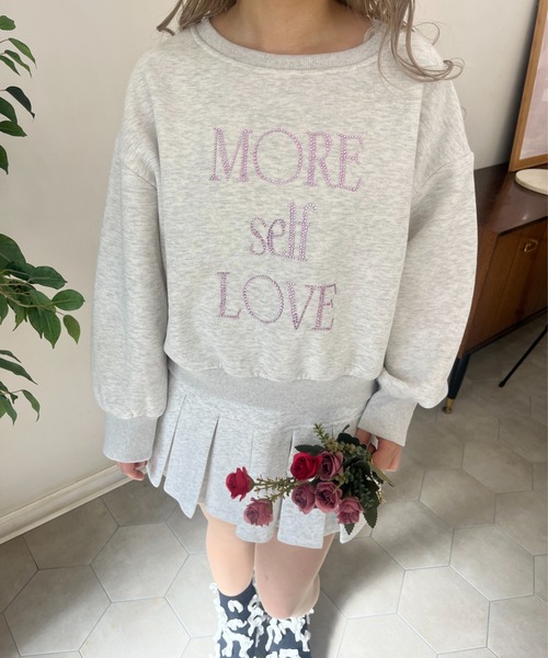 トレーナー スウェット MORE self LOVE logo rhinestone sweat レディース MORE self LOVE トレーナー スウェット logo rhinestone sweat