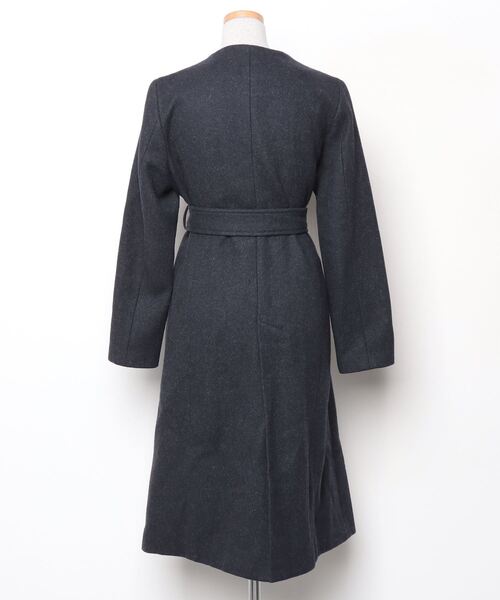 「Abahouse Devinette」 ノーカラーコート - ネイビー レディース_画像2