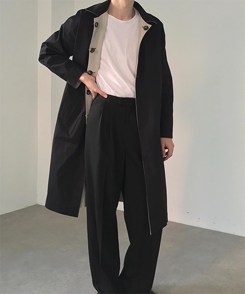 「WESTBOY」 ステンカラーコート M ブラック メンズ_画像2