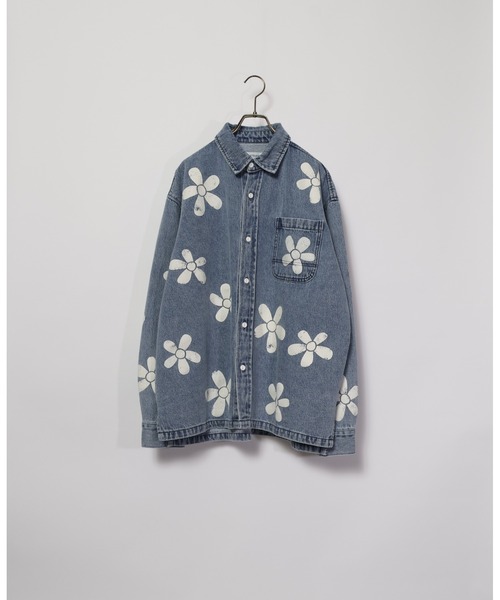 ATELANE（アテレーン） 10ozデニム フラワープリントシャツ、パンツ
