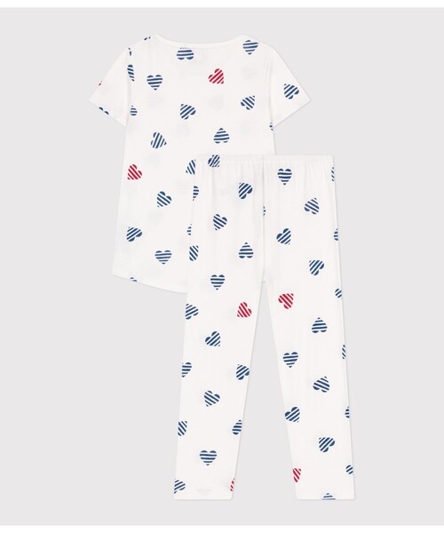 【新品未使用・タグ付き】プチバトー　半袖長ズボンパジャマ　ハート　ピンクSサイズ PETIT BATEAU（プチバトー） パジャマ 半袖長ズボンパジャマ キッズ